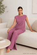 Cover of Koye Ease Lounge Set featuring a drop shoulder top and relaxed fit pyjamas. #color_Mellow Mauve