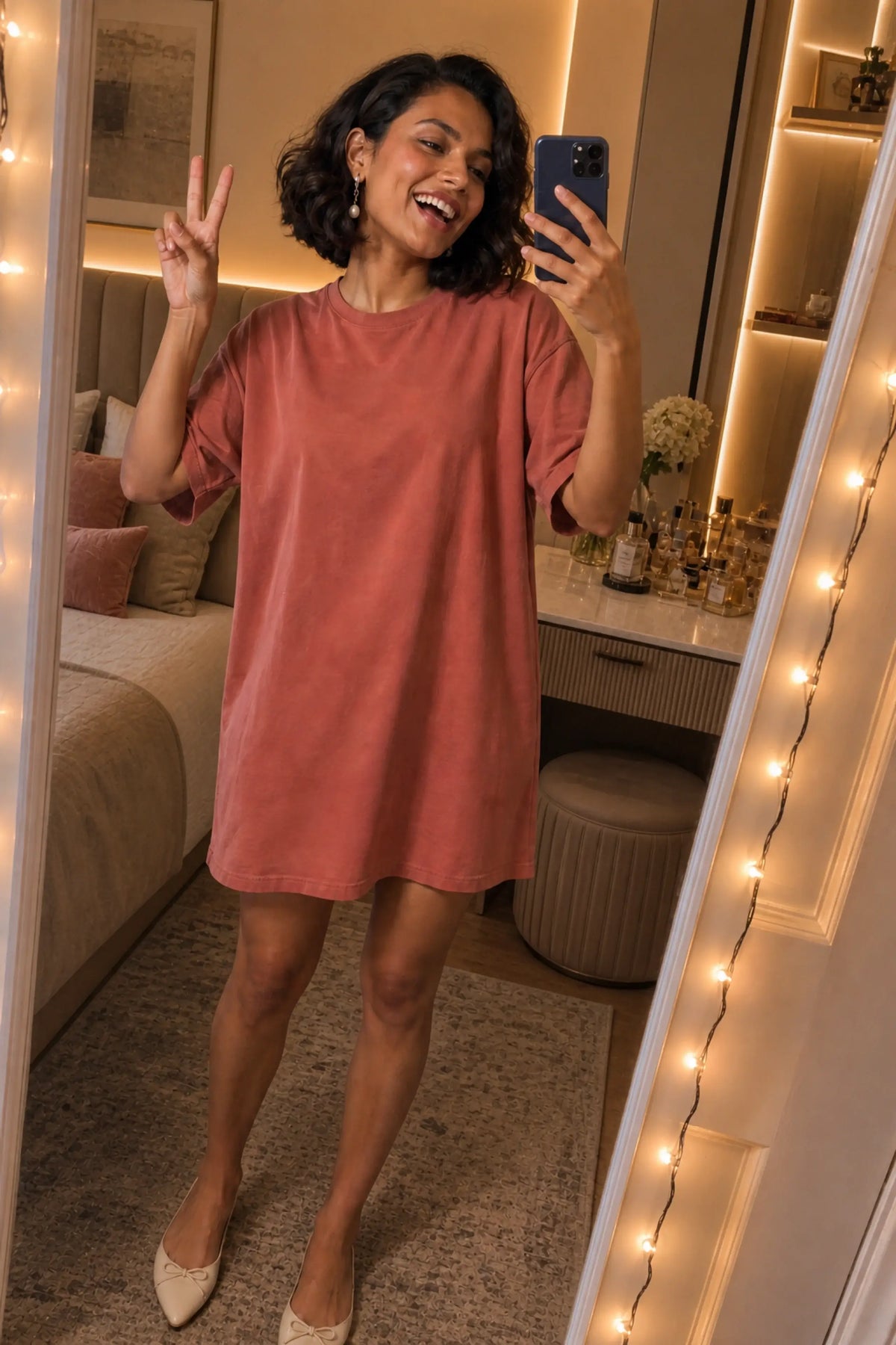 Snug Oversized Dress - Coral