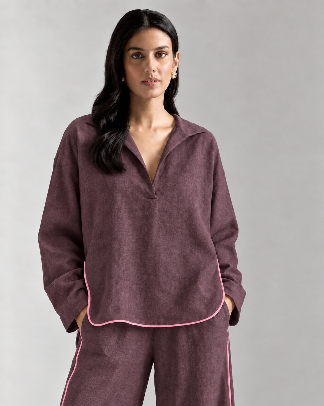 Golden Hour Pants in Plum - outfit detail view