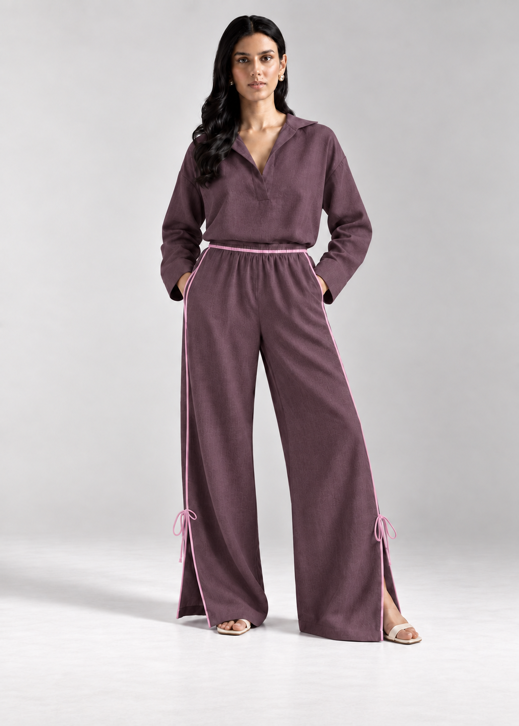 Golden Hour Pants in Plum - front view