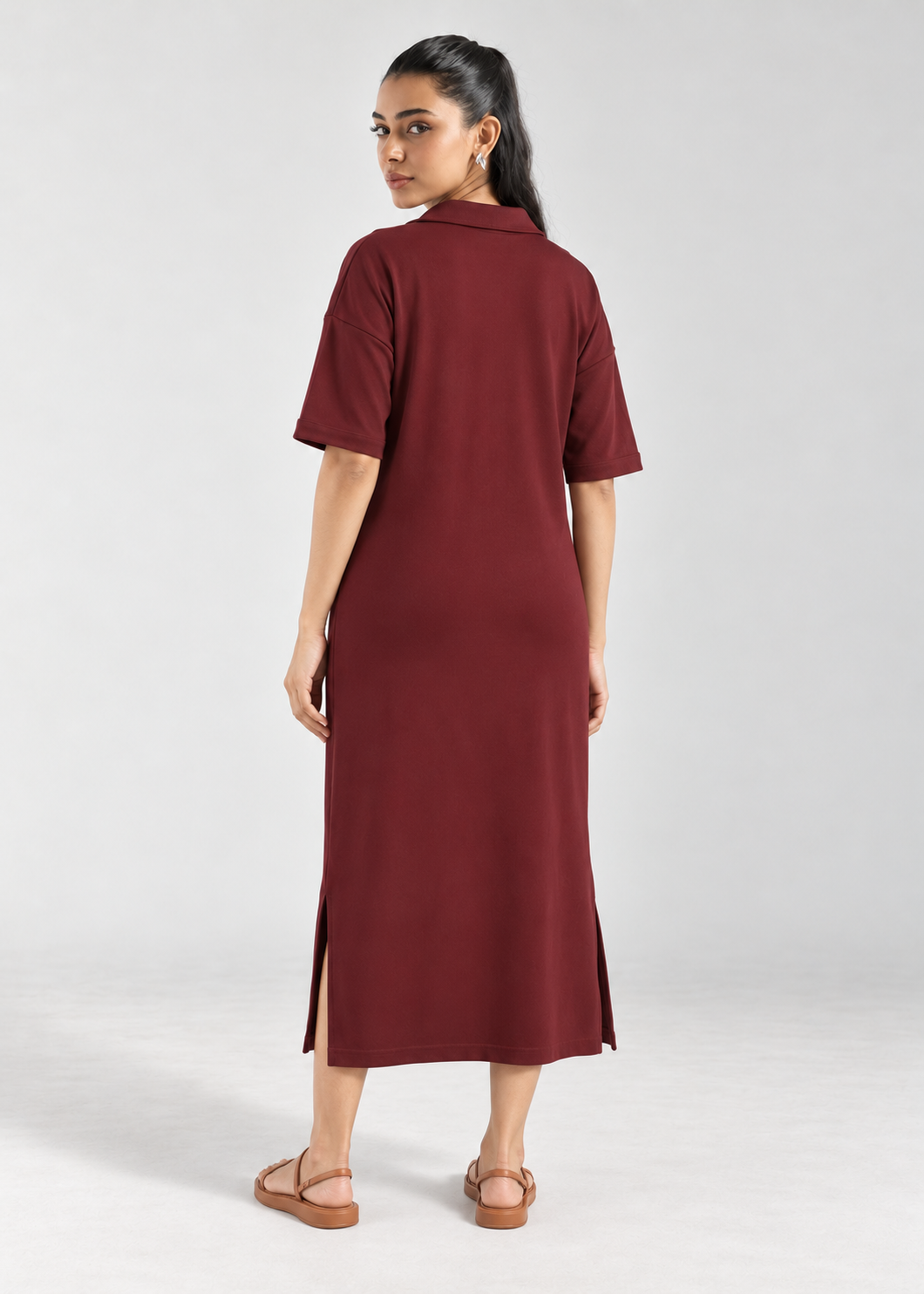 Lazy All Day Dress in Windsor Wine - back view