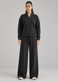 Retreat Fleece Bottom in Black - full front view