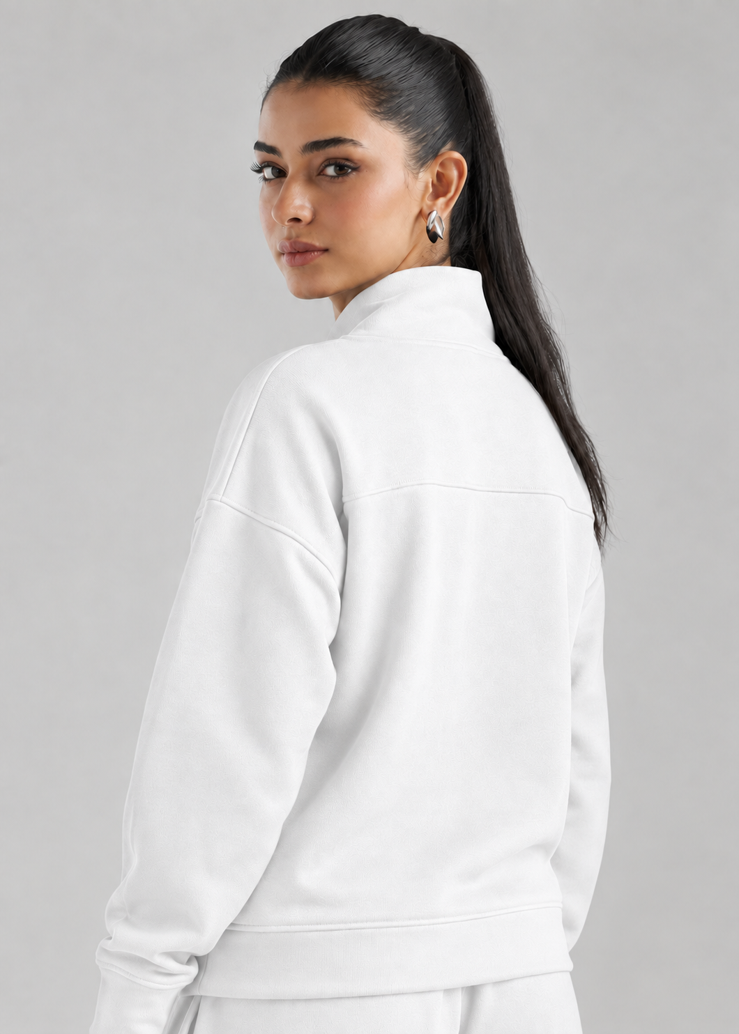 Retreat Fleece Bottom in Bright White - outfit detail view