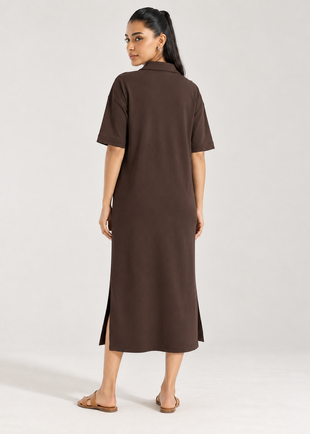 Lazy All Day Dress in Hot Chocolate - back view