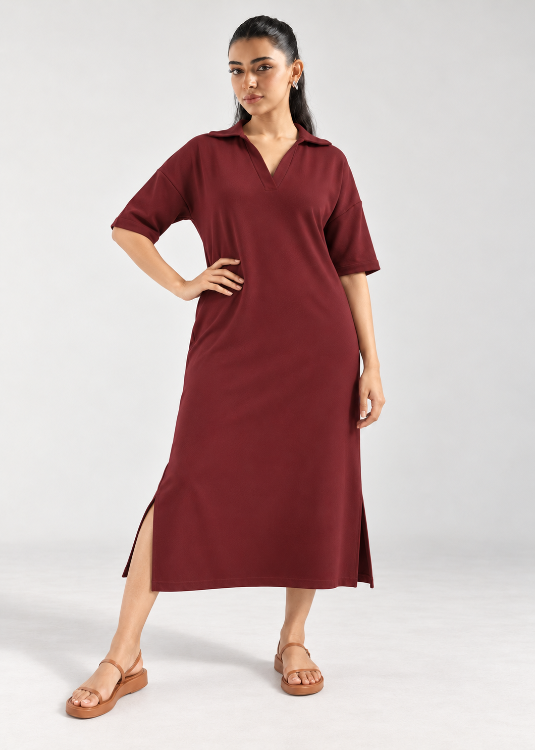 Lazy All Day Dress in Windsor Wine - front catalogue view