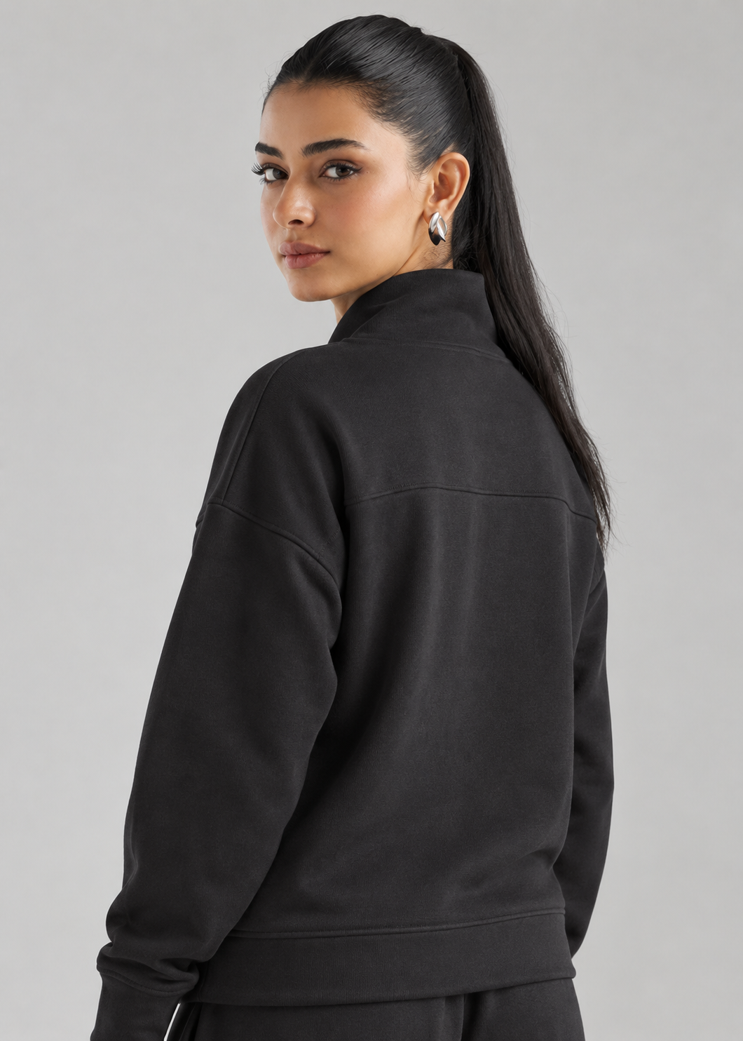 Retreat Fleece Bottom in Black - outfit detail view