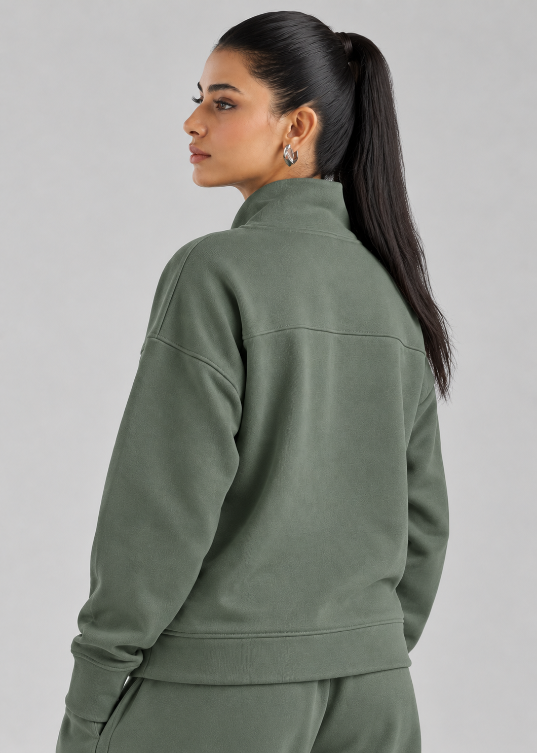 Retreat Fleece Bottom in Sage Green - outfit detail view