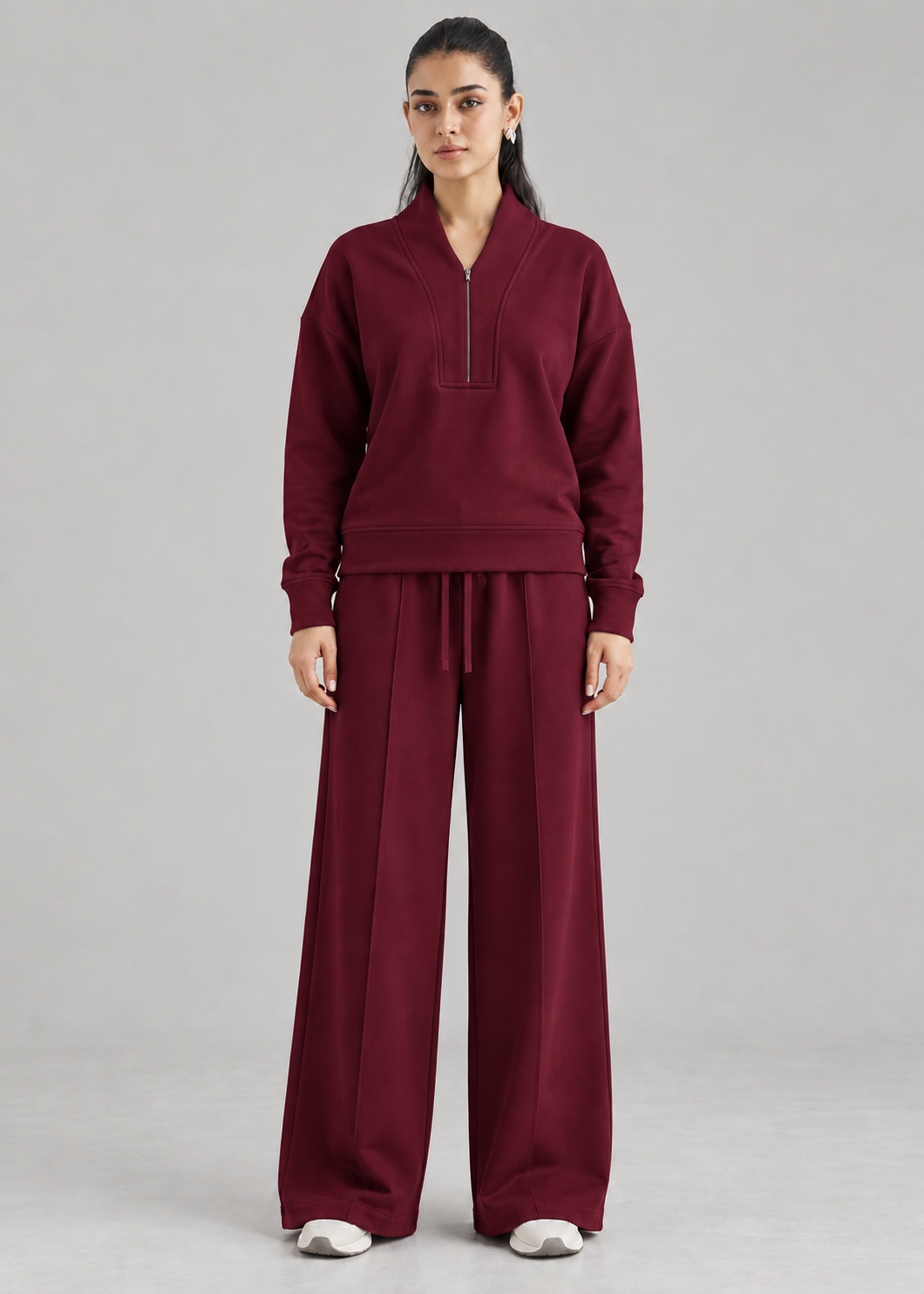 Retreat Fleece Bottom in Windsor Wine - full front view