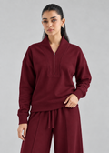 Retreat Fleece Bottom in Windsor Wine - waistband detail view